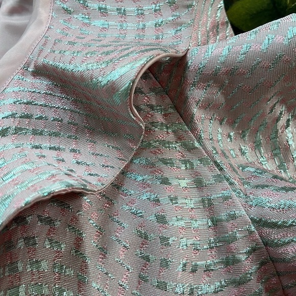 Nha Khanh Blush/Silver Metallic Ruffle One Shoulder Fit & Flare Caspian Dress - Picture 6 of 9